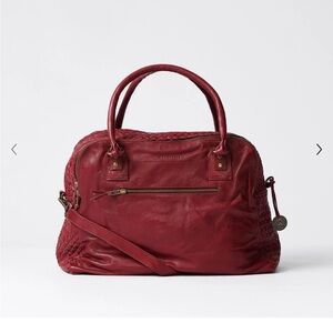 Massimo Dutti Red Leather Travel Bag